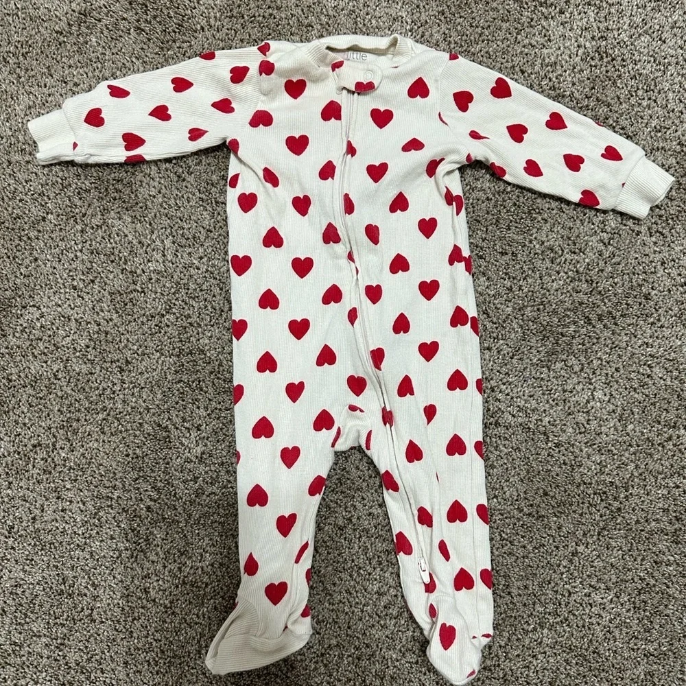 Carter's White and Red Heart Footie
